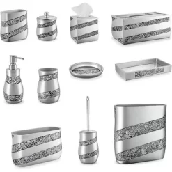 Creative Scents Silver Mosaic 6 Piece Bathroom Accessories Set -Creative GUEST 6f1e3c13 377b 4c00 b90c 3cc816284c4e