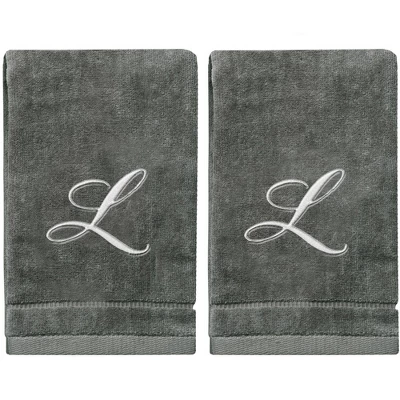 Creative Scents Gray Fingertip Monogrammed Towels Silver Embroidered 18 Creative Scents Gray Fingertip Monogrammed Towels Silver Embroidered - Image 18