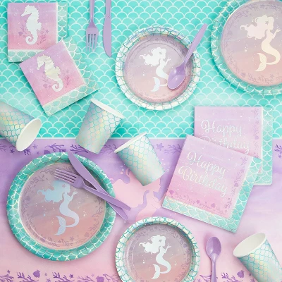 Creative Converting 24ct Mermaid Print Iridescent Dinner Plates 2 Creative Converting 24ct Mermaid Print Iridescent Dinner Plates - Image 2