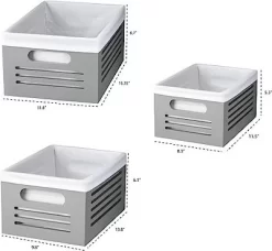 Creative Scents Wooden Storage Gray Bins - Set Of 3 (Small, Medium, And Large) -Creative GUEST 7aa9896c f0f3 4f1f 910f d3b68e2e35cd