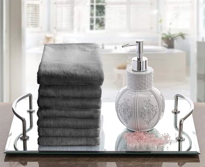 Creative Scents Cotton Velour Set Of 4 Towels - Gray 4 Creative Scents Cotton Velour Set Of 4 Towels - Gray - Image 4