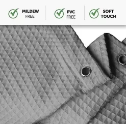 Creative Scents Matte Gray White Waffle Shower Curtain