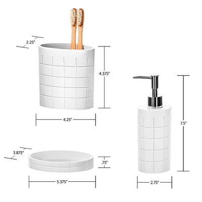 Creative Scents Polar White 6 Pcs Bath Set - Features: Soap Dispenser, Toothbrush Holder, Tumbler, Soap Dish, Square Tissue Cover, And Wastebasket 3 Creative Scents Polar White 6 Pcs Bath Set - Features: Soap Dispenser, Toothbrush Holder, Tumbler, Soap Dish, Square Tissue Cover, And Wastebasket - Image 3