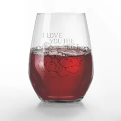 Creative Products I Love You The Most 15 Oz Engraved Stemless Wine Glass