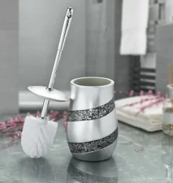 Creative Scents Silver Mosaic Toilet Bowl Brush With Holder