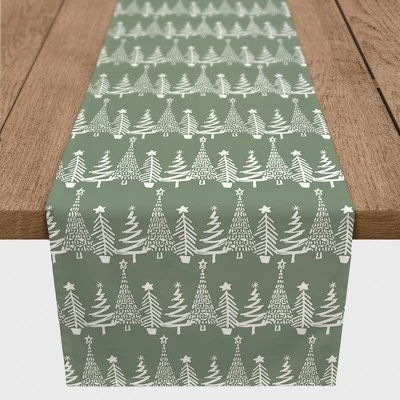Creative Products Sage Christmas Tree Pattern 16 X 90 Cotton Twill Table Runner 2 Creative Products Sage Christmas Tree Pattern 16 X 90 Cotton Twill Table Runner - Image 2