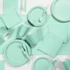 Creative Converting 48ct Foil Striped Disposable Napkins Mint Green
