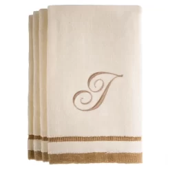 Creative Scents Ivory Fingertip Monogrammed Towels Brown Embroidered -Creative GUEST 995bc44a fb24 4e48 af59 9dde15234e2c
