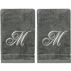 Creative Scents Gray Fingertip Monogrammed Towels Silver Embroidered 38 Creative Scents Gray Fingertip Monogrammed Towels Silver Embroidered -Creative GUEST 9b495f59 600f 47e9 a626 032b3901229f