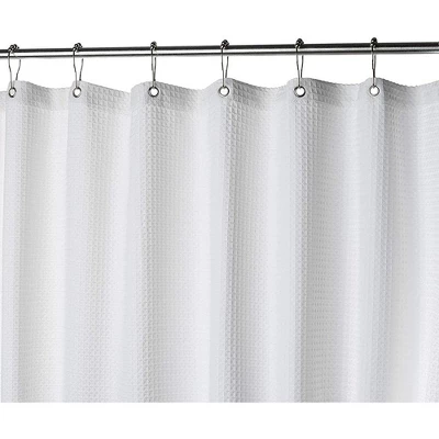 Creative Scents White Waffle Shower Curtain With Line 5 Creative Scents White Waffle Shower Curtain With Line - Image 5