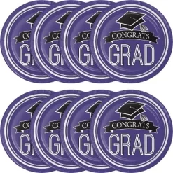 Creative Converting 54ct Graduation School Spirt Paper Plates Purple