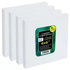 Creative Inspirations Stretched Canvas For Painting- 1-1/2" Deep, 4-Pack, 11oz Sealed & Double-Primed Cotton Canvases, Pine Stretcher Frame, Archival -Creative GUEST a01cbda9 17fa 4500 8d37 3688d2fcd696