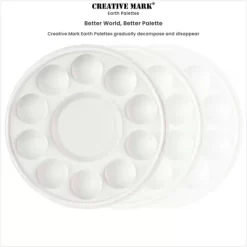Creative Mark Disposable Paint Palette, 7-3/8" Diameter, 10 Pack - Eco-Conscious, Biodegradable Paint Holder Tray For Artists, Compostable Paint Tray