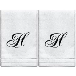 Creative Scents Set Of 2 White Fingertip Monogrammed Towels, Black Embroidered 33 Creative Scents Set Of 2 White Fingertip Monogrammed Towels, Black Embroidered -Creative GUEST a1e4ee6e 0a6a 4040 9dd6 d3552f57649c