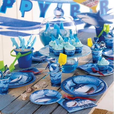 Creative Converting 48ct Shark Splash Napkins Blue 1 Creative Converting 48ct Shark Splash Napkins Blue