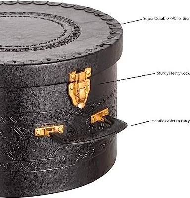 Creative Scents Round Hat Box Container With Gold Locking Lid And Sturdy Handle 3 Creative Scents Round Hat Box Container With Gold Locking Lid And Sturdy Handle - Image 3