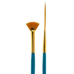 Fundamentals Short Handled Brush Set - Economical Paint Brush Set No. 9 For Beginning Artists - Mini Art Brushes #00 Fan And #10x0 Liner Set Of 2 -Creative GUEST b2722c27 f6b0 49d0 85c7 2f22de4d7327