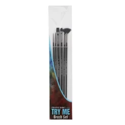 Black Swan Synthetic Red Sable Paint Brushes Try Me Set Of 6 - Professional Quality Long Handle Paint Brushes In Assorted Shapes And Sizes For Oil, -Creative GUEST b2990b6c c989 4831 acc4 d6a34a0cf901