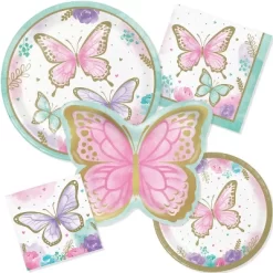 Creative Converting 24ct Golden Butterfly Shaped Paper Plates Pink -Creative GUEST b2bb3d39 7a02 4e54 a510 9448c19878ca