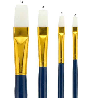 Fundamentals Long Handled Brush Set - Economical Paint Brush Set No. 22 For Beginning Artists - Multi-Purpose Taklon Flat Brushes In #2, 6, 8, 7 12 - 1 Fundamentals Long Handled Brush Set - Economical Paint Brush Set No. 22 For Beginning Artists - Multi-Purpose Taklon Flat Brushes In #2, 6, 8, 7 12 -