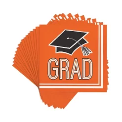 Creative Converting 108ct Graduation School Spirit Disposable Napkins Orange