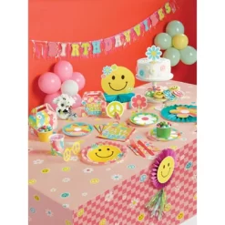Creative Converting Flower Power Deluxe Birthday Party Tableware And Decorations Kit 27ct