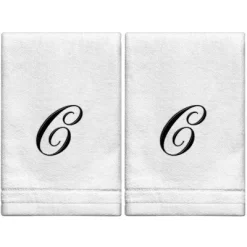 Creative Scents Set Of 2 White Fingertip Monogrammed Towels, Black Embroidered 28 Creative Scents Set Of 2 White Fingertip Monogrammed Towels, Black Embroidered -Creative GUEST bf9b8a63 682b 4454 8086 76627388f14e