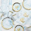 Creative Converting 48ct Marble Baby Shower 'Oh Baby' Disposable Napkins Blue