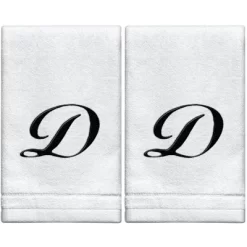 Creative Scents Set Of 2 White Fingertip Monogrammed Towels, Black Embroidered 29 Creative Scents Set Of 2 White Fingertip Monogrammed Towels, Black Embroidered -Creative GUEST c4c9af7d 8706 4a4a 943c a2c514dcd1af