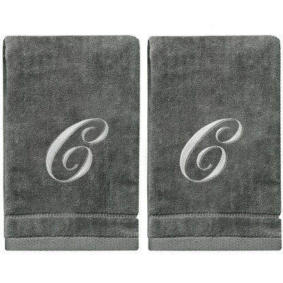 Creative Scents Gray Fingertip Monogrammed Towels Silver Embroidered 9 Creative Scents Gray Fingertip Monogrammed Towels Silver Embroidered - Image 9