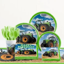 Creative Converting 24ct Tractor Time Dessert Plates Green -Creative GUEST c99cdcc9 b1bc 41f0 8ef2 62bb2cfd5505 1