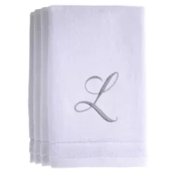 Creative Scents White Fingertip Monogrammed Towels Silver Embroidered -Creative GUEST ca253d7f cc44 4ce5 b638 b9b985f8b844