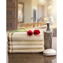 Creative Scents Cotton Velour Set Of 4 Towels - Ivory