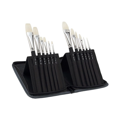 Creative Mark Pro Stroke Premium White Chungking Hog Bristle Artist Paint Brush - Short Handle Set Of 12 With Easel Case - Natural Bristle Brush W/ 7 Creative Mark Pro Stroke Premium White Chungking Hog Bristle Artist Paint Brush - Short Handle Set Of 12 With Easel Case - Natural Bristle Brush W/ - Image 7