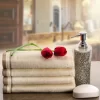 Creative Scents Ivory Fingertip Monogrammed Towels Brown Embroidered