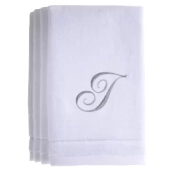Creative Scents White Fingertip Monogrammed Towels Silver Embroidered -Creative GUEST cdba1ecb cfcd 457e bee4 97a6d3174751