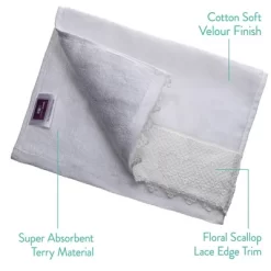 Creative Scents White Lace Towels - Set Of 4 -Creative GUEST d0c80fad e427 468c a455 f1303302d33e