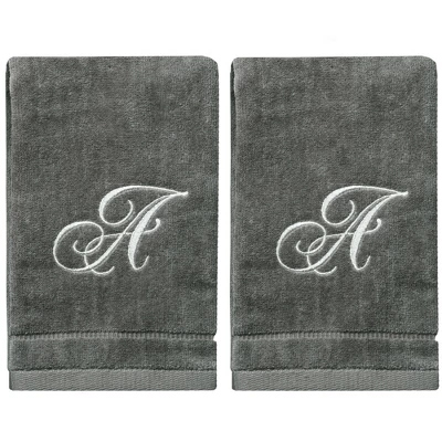 Creative Scents Gray Fingertip Monogrammed Towels Silver Embroidered 7 Creative Scents Gray Fingertip Monogrammed Towels Silver Embroidered - Image 7