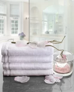 Creative Scents White Fingertip Monogrammed Towels Silver Embroidered