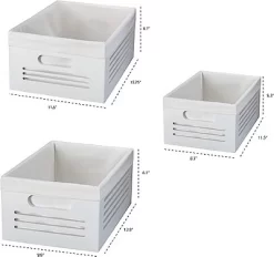 Creative Scents Wooden Storage White Bins - Set Of 3 (Small, Medium, Large) -Creative GUEST d68cc506 63e6 48de b50f 6a2a0ea8424d