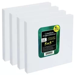 Creative Inspirations Stretched Canvas For Painting- 1-1/2" Deep, 4-Pack, 11oz Sealed & Double-Primed Cotton Canvases, Pine Stretcher Frame, Archival -Creative GUEST dc30438a e586 4fcb 8c92 6c4d5e1c4c97