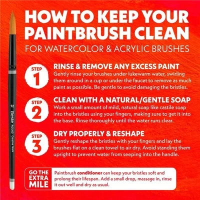 Fundamentals Long Handled Brush Set - Economical Paint Brush Set No. 6 For Beginning Artists - White Taklon Brushes In #1 Round, #4 Bright, #4 2 Fundamentals Long Handled Brush Set - Economical Paint Brush Set No. 6 For Beginning Artists - White Taklon Brushes In #1 Round, #4 Bright, #4 - Image 2