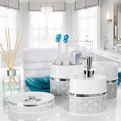 Creative Scents Mirror Damask White Tumbler 1 Creative Scents Mirror Damask White Tumbler