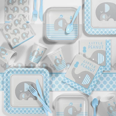 Creative Converting 24ct Little Peanut Boy Elephant Dessert Plates Blue 2 Creative Converting 24ct Little Peanut Boy Elephant Dessert Plates Blue - Image 2