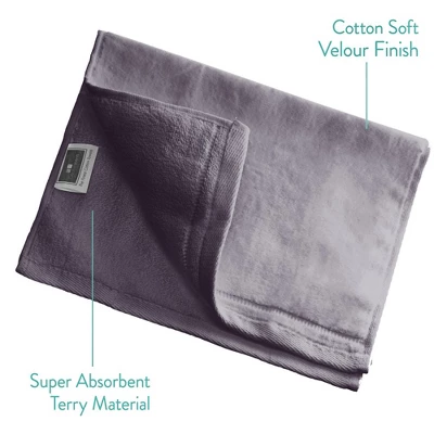 Creative Scents Cotton Velour Set Of 4 Towels - Gray 3 Creative Scents Cotton Velour Set Of 4 Towels - Gray - Image 3