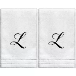 Creative Scents Set Of 2 White Fingertip Monogrammed Towels, Black Embroidered 37 Creative Scents Set Of 2 White Fingertip Monogrammed Towels, Black Embroidered -Creative GUEST ea394e0d dcef 4972 b5dd 0d90ba80f647