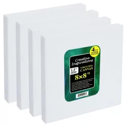 Creative Inspirations Stretched Canvas For Painting- 1-1/2" Deep, 4-Pack, 11oz Sealed & Double-Primed Cotton Canvases, Pine Stretcher Frame, Archival -Creative GUEST ea42b341 beb2 41c8 904b 3096cfa3c54e