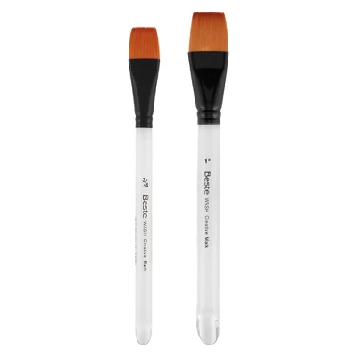 Creative Mark Beste Golden Taklon Gold Wash 3/4" - 2 Pack Artist Brush, Professional Watercolor Brushes, For Acrylic Painting, Short Handle, Sharp 2 Creative Mark Beste Golden Taklon Gold Wash 3/4" - 2 Pack Artist Brush, Professional Watercolor Brushes, For Acrylic Painting, Short Handle, Sharp - Image 2