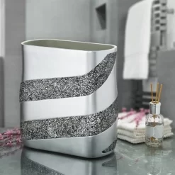 Creative Scents Silver Mosaic Wastebasket
