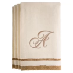 Creative Scents Ivory Fingertip Monogrammed Towels Brown Embroidered -Creative GUEST ef9367c3 0478 42f6 b4af d99f98ab8022